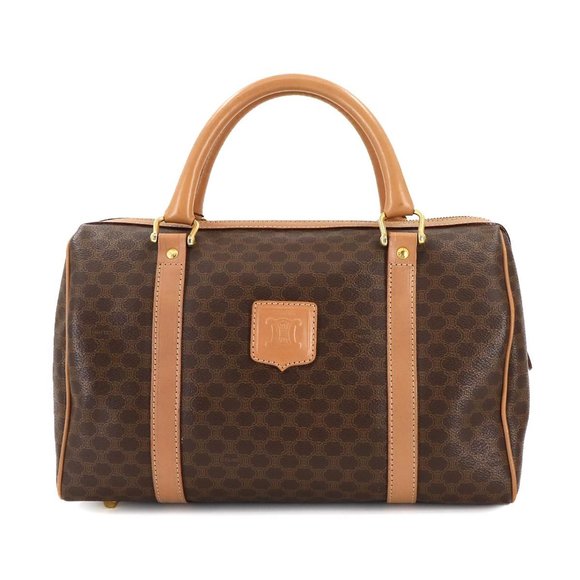 CELINE Brown Leather Boston Bag - Picture 1 of 10